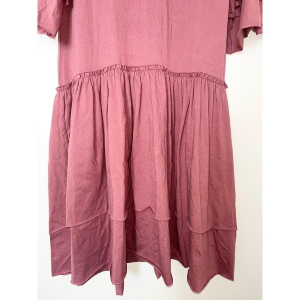 Zara NWT Trafaluc Mauve Pink Tiered‎ Ruffle Sleeve Drop Waist Midi Dress | Small - Picture 7 of 12